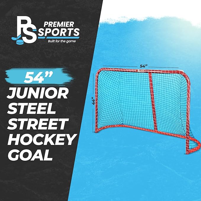 Premier Sports – 54“ Junior Steel Street Hockey Goal – Portable Hockey Net for Indoor & Outdoor Use – Hockey Training Equipment-StrideForce Fitness