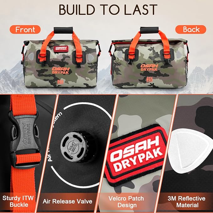 Waterproof Duffel Bag - Motorcycle Dry Bag Tail Bag with Large Storage Space, Waterproof Luggage Duffle Bags with Outer Mesh Zipper Pocket for Camping, Kayaking, Fishing & Traveling-StrideForce Fitness