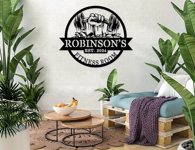 Personalized Home Gym Signs - Custom Metal Art for Workout Room – Enrich your Home Gym Decor with Unique Personalized Gym Sign & Weight Lifting - Custom Name Plaque-StrideForce Fitness