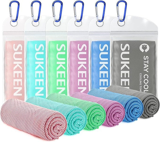 Sukeen Cooling Towel (40"x12"), Ice Towel Sets,Soft Breathable Chilly Towel,Microfiber Towel for Yoga,Sport,Running,Gym,Workout,Camping,Fitness,Workout & More Activities, 6 Pack-StrideForce Fitness