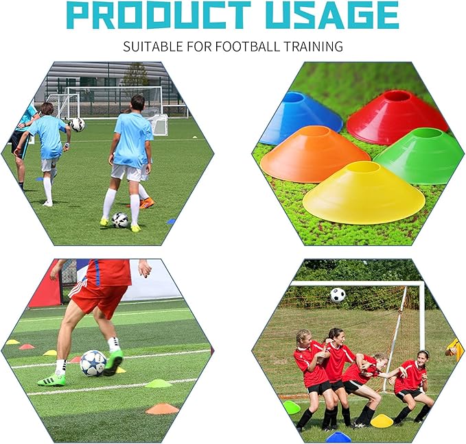 60/30 Pack Soccer Training Cones - Agility Cones with Carry Bag, Sturdy Disc Cones for Sports Training, Soccer, Football, Basketball, Indoor Outdoor Sports, Festive Events, Field Cone Markers-StrideForce Fitness