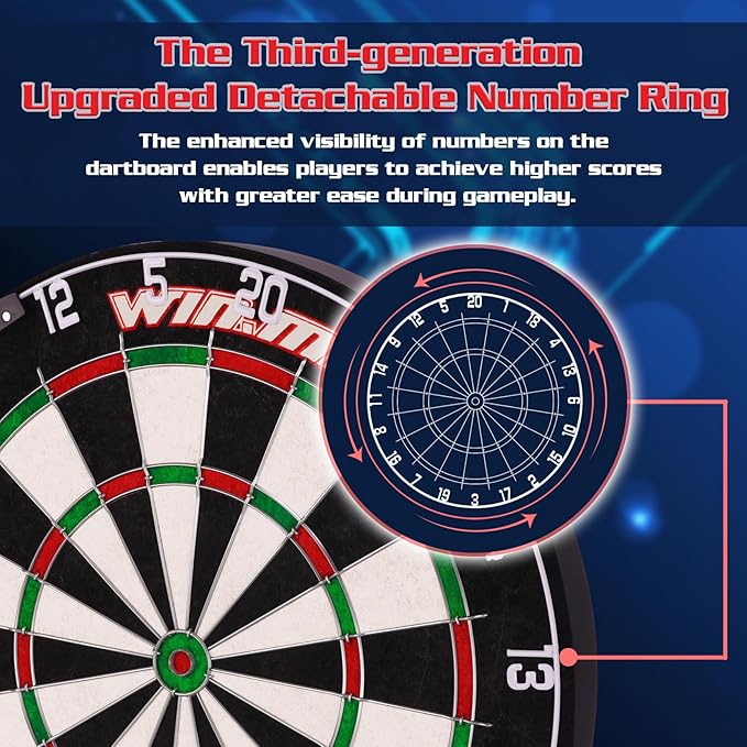 WIN.MAX Dart Board - Bristle Steel Tip Dartboard Dart Boards for Adults Bristle Steel Tip Dartboard Set with 12 Darts Metal Tip-StrideForce Fitness