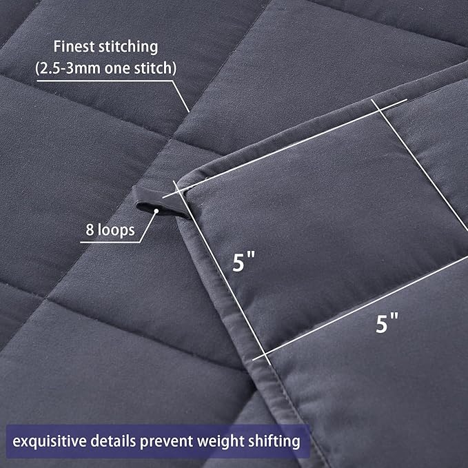 yescool Weighted Blanket for Adults (22 lbs, 60” x 80”, Grey) Cooling Heavy Blanket for Sleeping Perfect for 210-230 lbs, Queen Size Breathable Blanket with Premium Glass Bead, Machine Washable-StrideForce Fitness