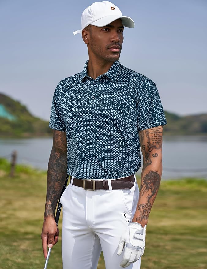 TAPULCO Mens Quick Dry Polo Shirts Camouflage Pattern Performance Athletic Lightweight Breathable Casual Golf Tshirts-StrideForce Fitness