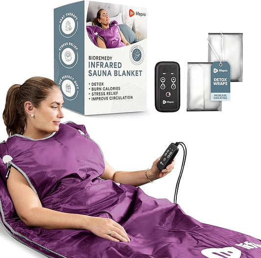 Lifepro BioRemedy Infrared Sauna Blanket – Available in 5 Colors – Portable Far Infrared Home Sauna Bag for Detox, Tension, and Relaxation – Adjustable Temp (86–158°F) & Timer – Includes Detox Wraps-StrideForce Fitness