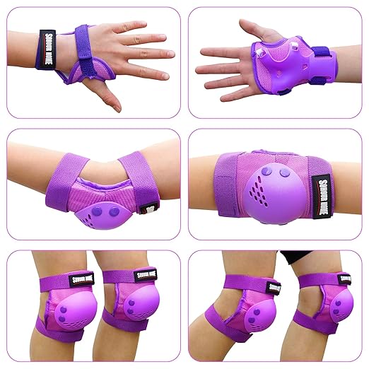 Youth/Kids Knee Pads Elbow Pads Wrist Guards Protective Gear Set for 3-15 Years Child Roller Skates, Skateboard, Cycling, Inline Skating, BMX Bike, Balance Bike, Scooter Riding and Other Outdoor Sports-StrideForce Fitness