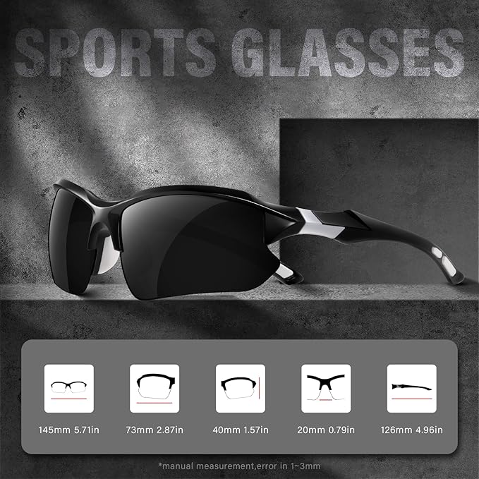 Sports Polarized Sunglasses for Men Cycling Running Fishing UV Protection Sun Glasses Lightweight Half Frame Goggles-StrideForce Fitness