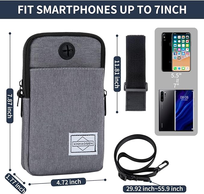 Cell Phone Purse Waist Pack Bag Travel Crossbody Bag Wristband Sport Armband Wallet with Removable Shoulder Strap (Pink)-StrideForce Fitness