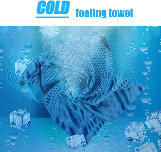 Biange Cooling Towel (Pack of 20, 40"x12") with Pouches for Sports, Workout, Fitness, Gym, Yoga, Golf, Pilates, Travel, Camping & More-StrideForce Fitness