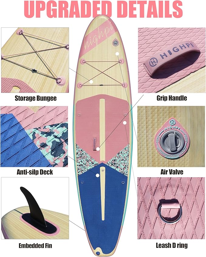 Highpi Inflatable Stand Up Paddle Board for Youth and Adults – Wide Sup with Premium Accessories, Blow Up Paddleboard for Surfing, Fishing, Yoga & More-StrideForce Fitness