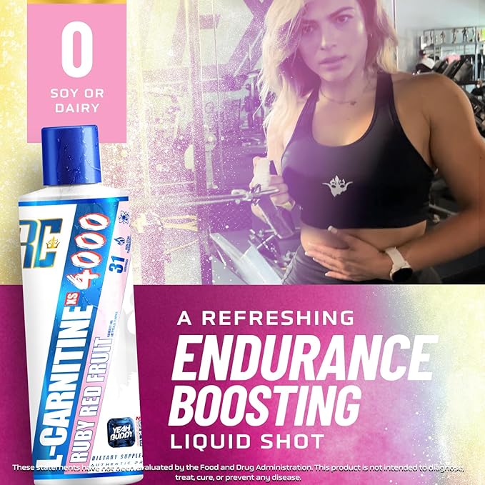 Ronnie Coleman Signature Series L Carnitine XS 4000 Liquid, Stimulant Free, Sugar Free, Zero Carbs, Lean Muscle Strength Support for Men & Women, 16 Oz (16 oz, Ruby Red Fruit (4000))-StrideForce Fitness