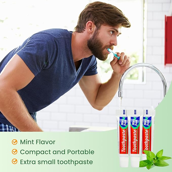 50 Tubes Travel Size Toothpaste in Bulk, Mini Small Toothpaste Mint Flavor Toothpastes for Guests Homeless Hotel Charity Toiletries Camping, 0.176oz/5g