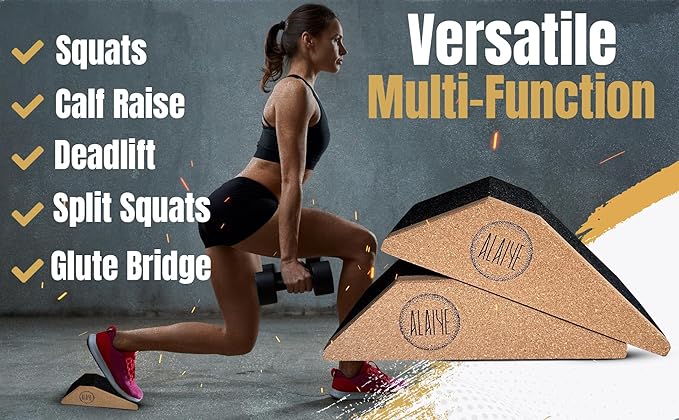Squat Wedge Blocks - Pack of 2 Non-Slip Slant Board for Legs, Ankle, Calf Stretching - Squat Ramps for Lower Body Strength, Heel Elevation, Planks, Yoga with Bag & 30 Day Squat Challenge Chart-StrideForce Fitness