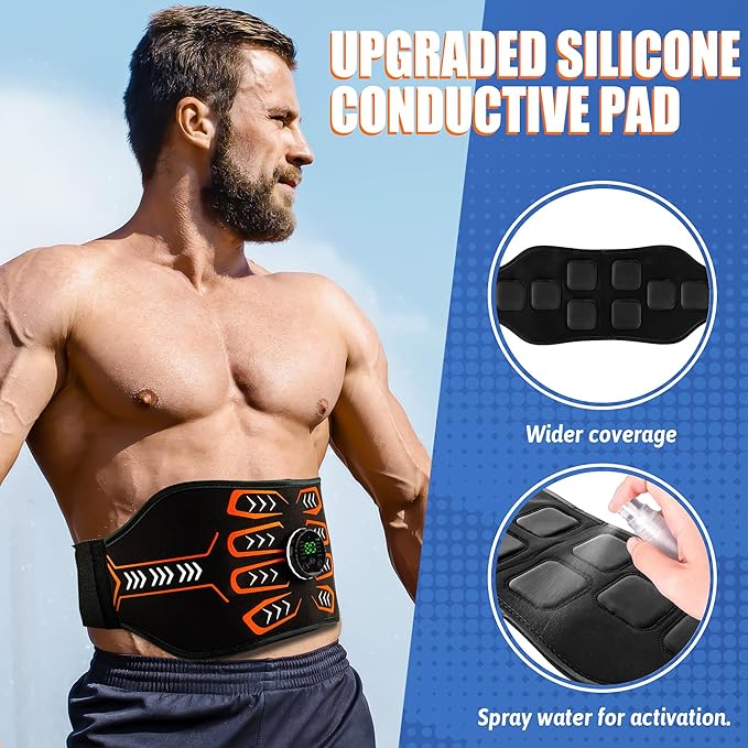 Electronic Muscle Stimulator, Abs Stimulator Muscle Toner, Ab Machine Trainer for All Body, Rechargeble for Fitness Strength Training Workout Equipment for Men and Women(Waist + Arms)-StrideForce Fitness
