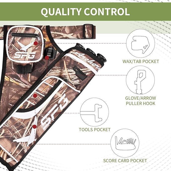 SPG Arrow Quiver Archery Hip Quiver, Durable Adjustable Waist Belt Three Arrows Tube for Arrow Storage Compound Bow Recurve Bow Accessories-StrideForce Fitness
