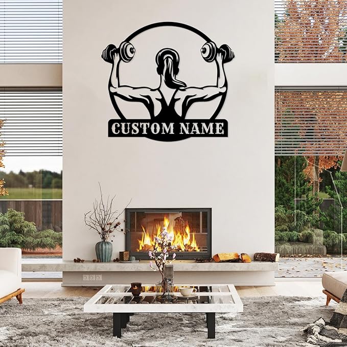 Customized Metal Gym Name Sign, Personalized Sports Room Wall Art,Metal Gym Sign,Unique Fitness Wall Sign, Gym Lovers Unique Gift, Gym Wall Art,Training Center Sign (Style-16)-StrideForce Fitness