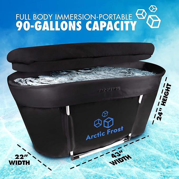 Large Oval Professional Ice Bath Tub-90 Gallon Inflatable Cold Plunge- Portable Lightweight Easy to Set Up for Full Cold Water Immersion, Faster Recovery (Black, Large Ice Bath (43x24x22))-StrideForce Fitness