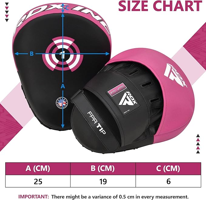 RDX Boxing Pads Focus Mitts, Maya Hide Leather Curved Hook and Jab Target Hand Pads, Great for MMA, Kickboxing, Martial Arts, Muay Thai, Karate Training, Padded Punching, Coaching Strike Shield-StrideForce Fitness