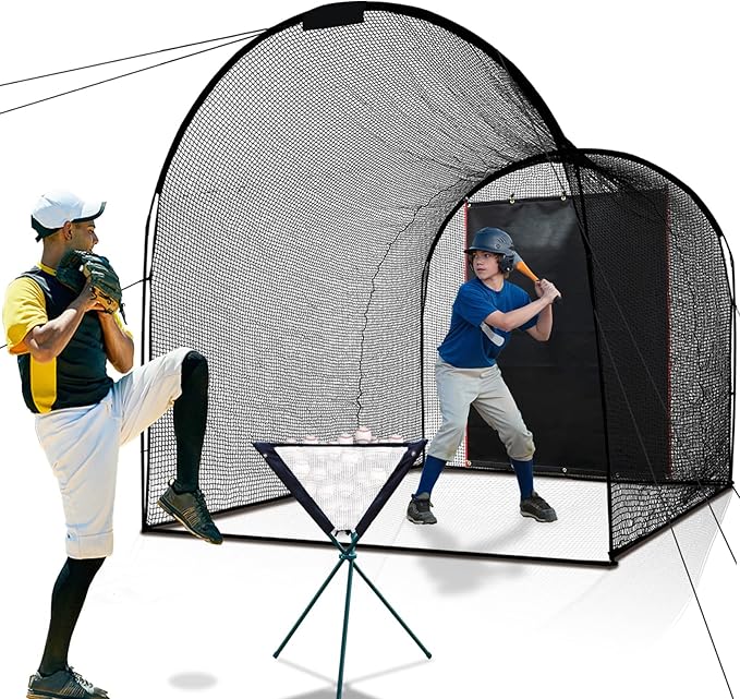 Baseball Batting Cage Backstop with Strike Zone Target - Heavy Duty 4x6/6x8FT PVC Backstop Net for Pitching Practice Backyard Training-StrideForce Fitness