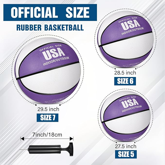 Libima 24 Pcs Rubber Basketballs Bulk with Pump Official Size Multicolor Basket Balls Youth Streetballs Set for Adult Boys Girls Gifts Indoor Outdoor Training Practice-StrideForce Fitness