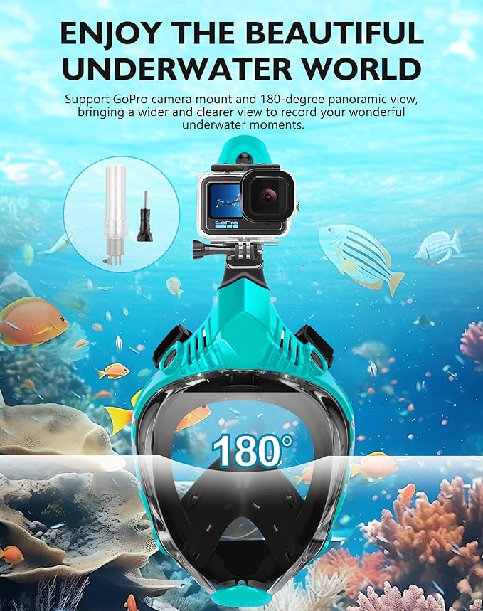 VGKE Full Face Snorkel Mask for Adults, 180 Degree HD Panoramic View Snorkeling Gear with Waterproof Phone Pouch, Anti-Leak & Anti-Fog, Breathe Freely Suitable for Men/Women-StrideForce Fitness