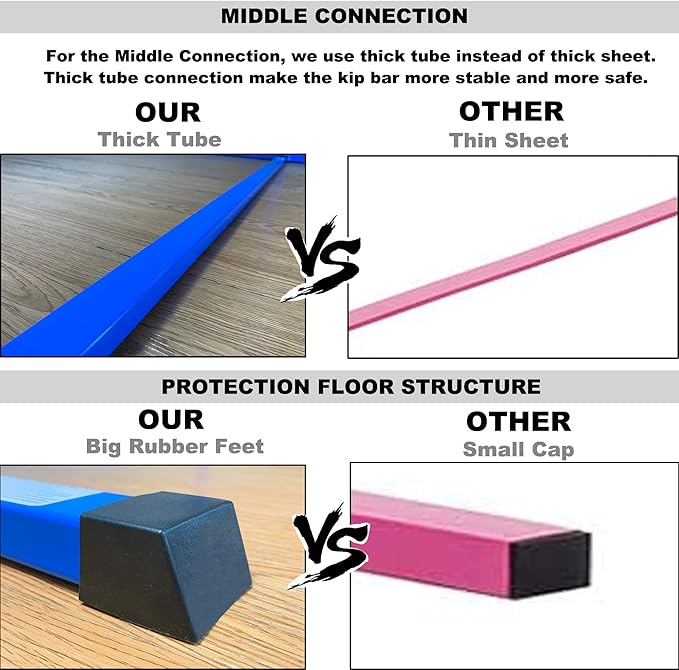 4FT/5FT Gymnastic Bar Set Gymnastics Horizontal Bar Gymnastics Kip Bar for Kids Home Use-StrideForce Fitness