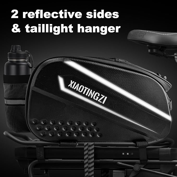 Bicycle Back Seat Bag, Double Layer Waterproof, Zipper, Bicycle Trunk Bag, 9.6L Capacity Waterproof Back Seat Carrier Cargo Bag with Straps and Rain Cover for Cycling-StrideForce Fitness