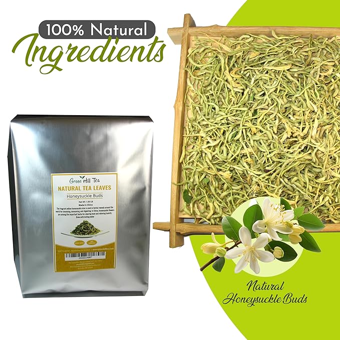 Greenhilltea traditional health herbs, Honey suckle dried herbal tea honeysuckle 16 OZ-StrideForce Fitness