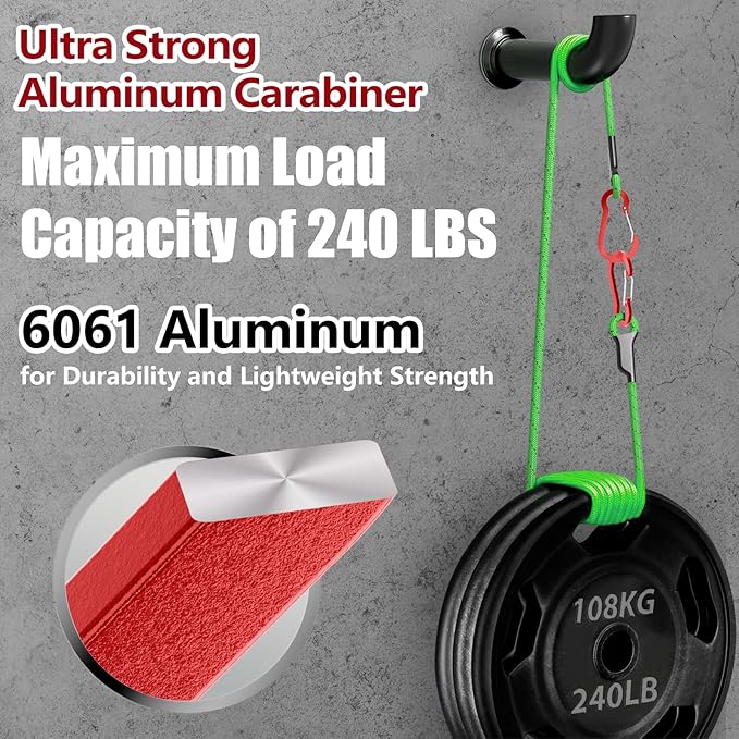 sprookber 3.2 Inch Aluminum Carabiner Clips D Ring, Caribeaner Spring Snap Hook with Keychain for Camping, Hiking, Gym & Outdoor Gear, Set of 10-StrideForce Fitness