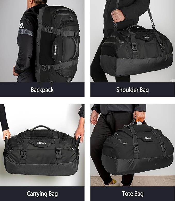 Ubon Large Duffel Bag Weekender Bags with Shoe Compartments 4-Way Sports Gym Backpack with Padded Straps Camping Traveling Duffle Bag-StrideForce Fitness