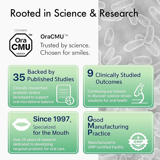 OraTicx Oral Probiotics Green Breath, Freshen Bad Breath, Dental Probiotic Supplement for Oral Health, 8 Billion CFU, Mint Flavor 30 Lozenges 4-Pack