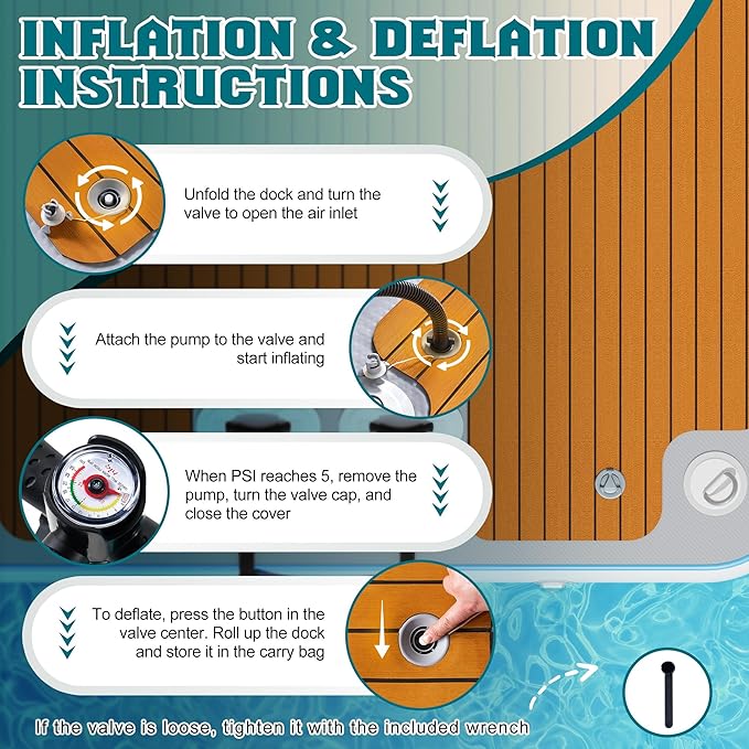 Specraft Inflatable Floating Dock, Non-Slip Air Dock Platform loating Island Raft with Rope Ladder for Pool Lake Beach Ocean-StrideForce Fitness