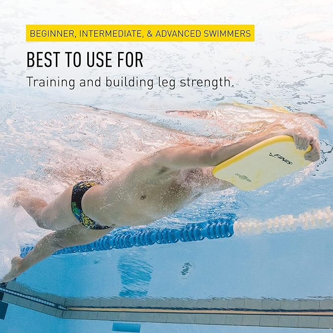 FINIS Foam Kickboard for Swim Training - Builds Leg Strength - Soft EVA Foam - Comfortable Grip - Yellow-StrideForce Fitness