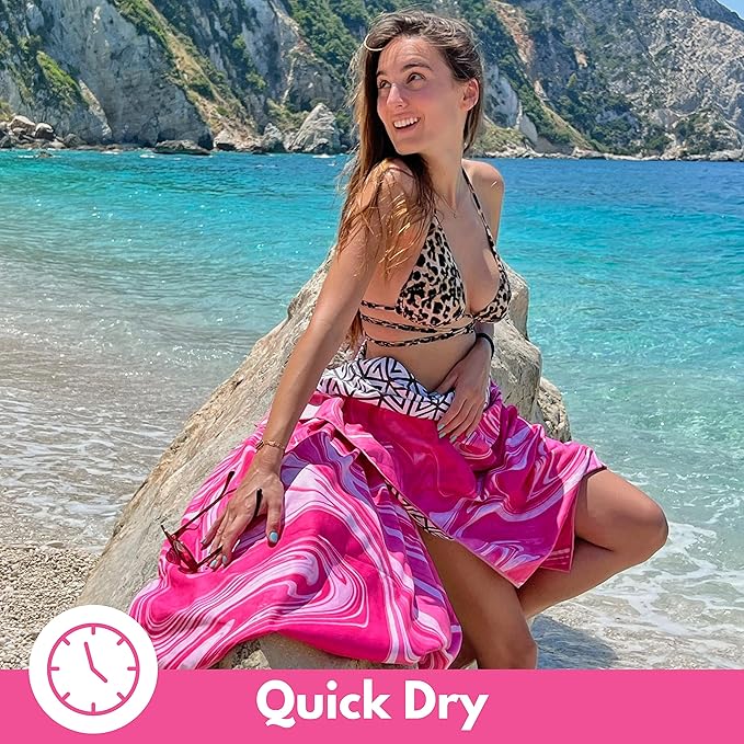 ECCOSOPHY Microfiber Beach Towel - Sand Free Towels are Quick Dry, Light Weight, Super Absorbent - Perfect Pool, Travel, Cruise, Camping Essentials - Oversized Extra Large for Adults 71x35 in-StrideForce Fitness