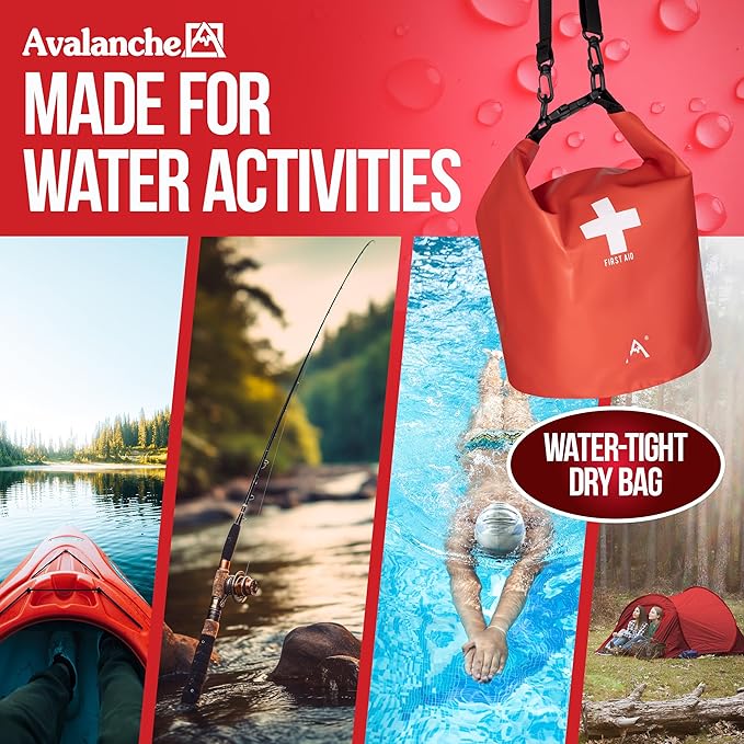 Avalanche First Aid Kit in Dry Bag, 103 Pcs Emergency Supplies Kit in Waterproof Bag for Home, Car, Travel, Sports or Camping, Durable, Ideal for Water Activities, Survival Gear Kit-StrideForce Fitness