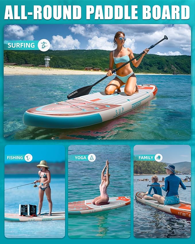 Inflatable Stand Up Paddle Board with SUP Accessories, Anti-Slip EVA Deck, 11'*33" Inflatable Paddle Boards for Adults & Youth of All Skill Levels-StrideForce Fitness
