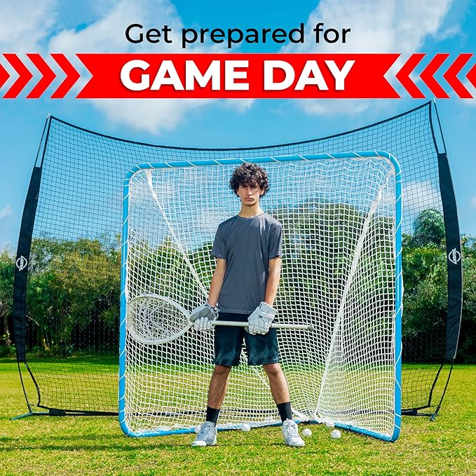 Velocity - Lacrosse Goal - Portable Steel Frame with Black Net, Perfect for Youth and Adult Training, Backyard Design-StrideForce Fitness
