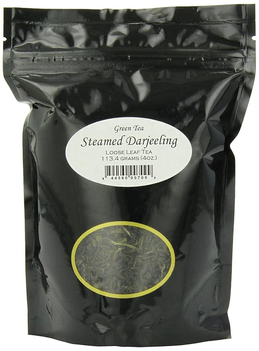 Steamed Darjeeling Green Tea - 4oz | Second Flush Orthodox Loose Leaf Tea Pouches | Muscatel Flavor | 100% Steamed Green Tea | From Darjeeling Hills | Fresh Packaged Herbal Tea Leaves-StrideForce Fitness
