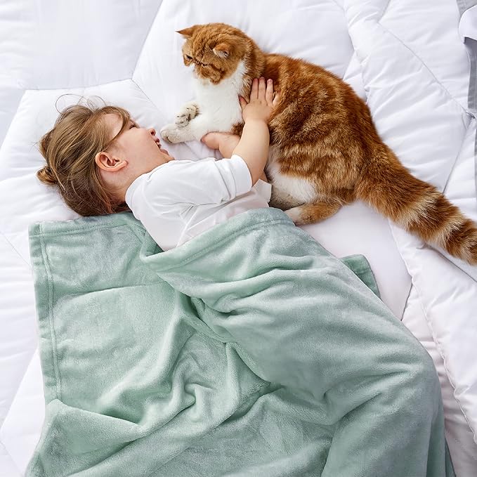 Bedsure Bedding Fleece Blanket for Girls and Boys - Soft Cozy Cute Small Throw Blankets for Travel, 43x55 Inches, Sage Green-StrideForce Fitness