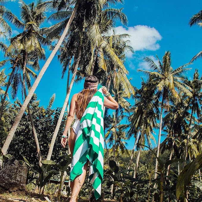 Dock & Bay Beach Towel - Quick Dry, Sand Free - Compact, Lightweight - 100% Recycled - Includes Bag - Cabana - Cancun Green - Large (160x90cm, 63x35)-StrideForce Fitness