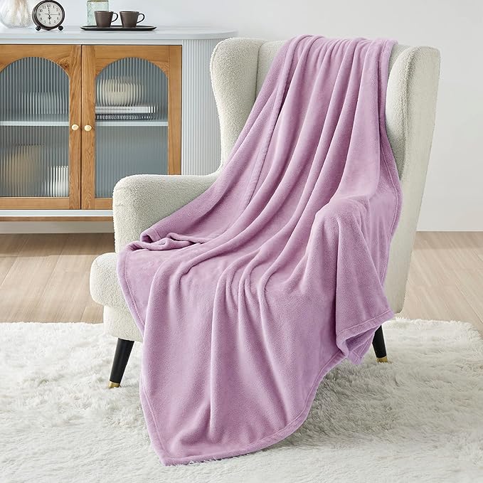 Bedsure Fleece Blanket Twin Size Lilac - 300GSM Lightweight Plush Fuzzy Cozy Soft Warm Blanket for Bed, Sofa, Couch, Travel, Camping, 60x80 inches-StrideForce Fitness