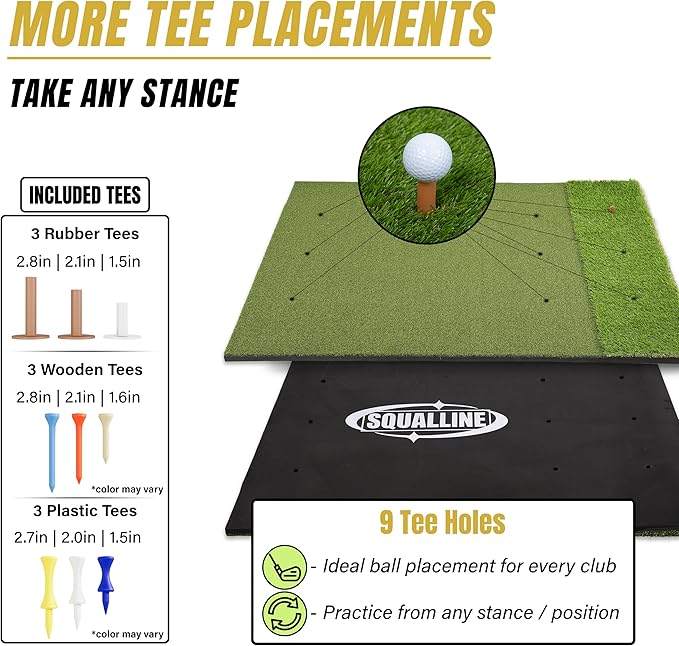 6x4ft Extra Large & 5x4ft Extra Thick Premium Golf Mat | Golf Mats Practice Indoor, Outdoor, or with Simulator/Net | Durable Golf Hitting Mat with Tees-StrideForce Fitness
