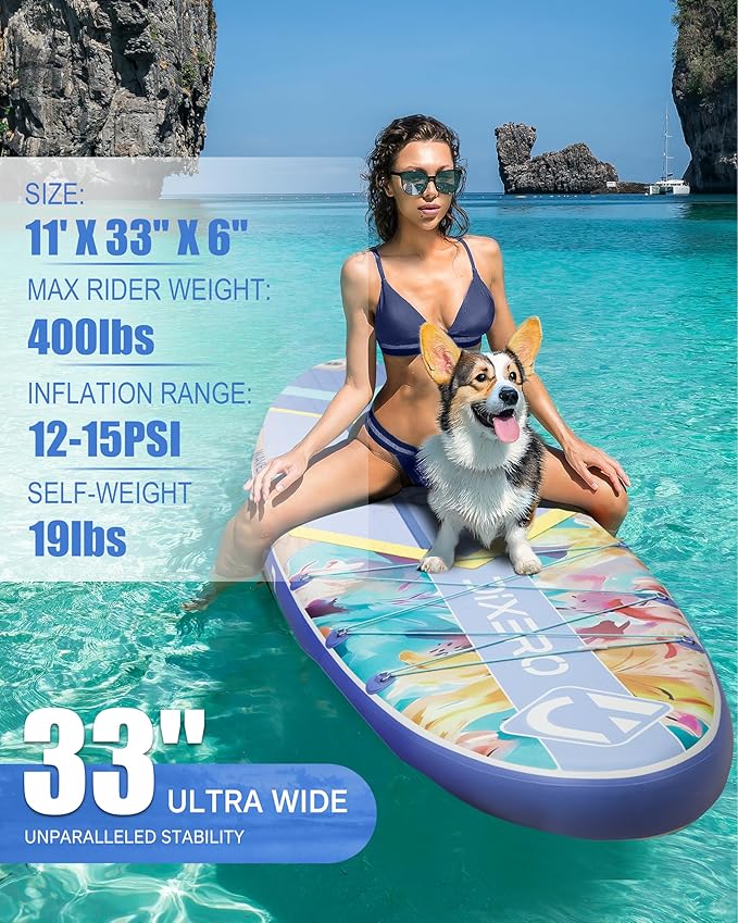 Inflatable Stand Up Paddle Board with SUP Accessories, Anti-Slip EVA Deck, 11'*33" Inflatable Paddle Boards for Adults & Youth of All Skill Levels-StrideForce Fitness