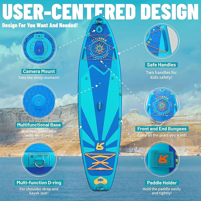 Journey 11'6" / 11'×34" / 11'×35" Extra Wide Paddle Board, One-Stop Premium SUP Board Accessories, Tailored Fins, Stable Inflatable Stand Up Paddle Boards for Youth/Adults of All Skill Levels-StrideForce Fitness