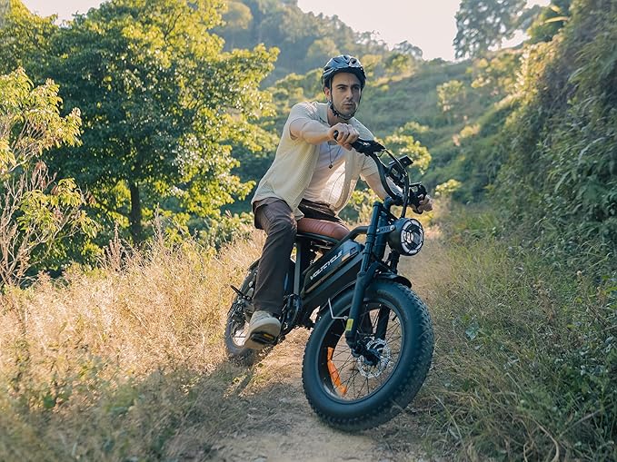 Electric Bicycle for Adults - 20”x 4”Fat Tire, Peak 1000W Motor, 7 Speed Electric Motorcycle Bicycle, 48V/18.2AH Detachable Battery Long Seat Electric Bike,Up to 28MPH/30-60Miles Electric Dirt Bike-StrideForce Fitness