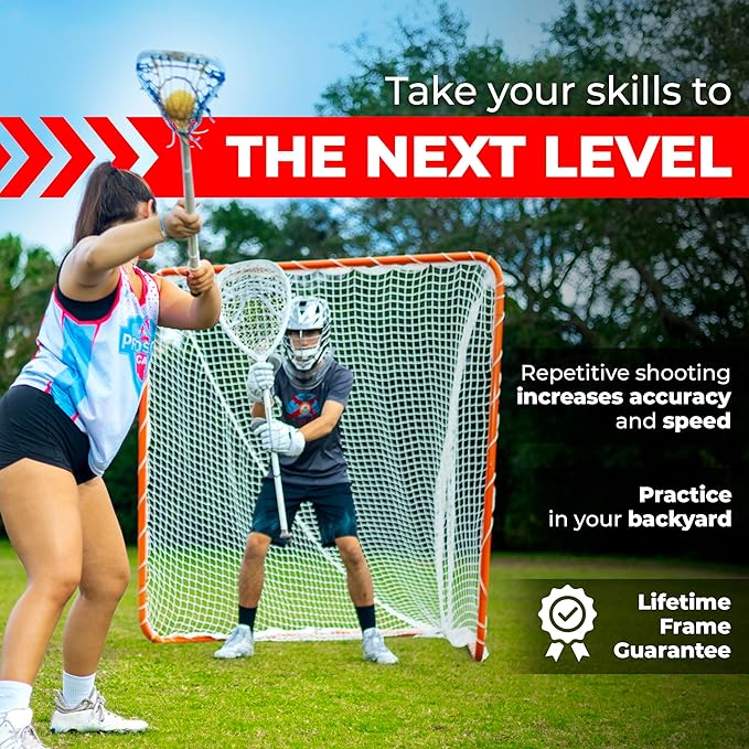 Velocity - Lacrosse Goal - Portable Steel Frame with Black Net, Perfect for Youth and Adult Training, Backyard Design-StrideForce Fitness