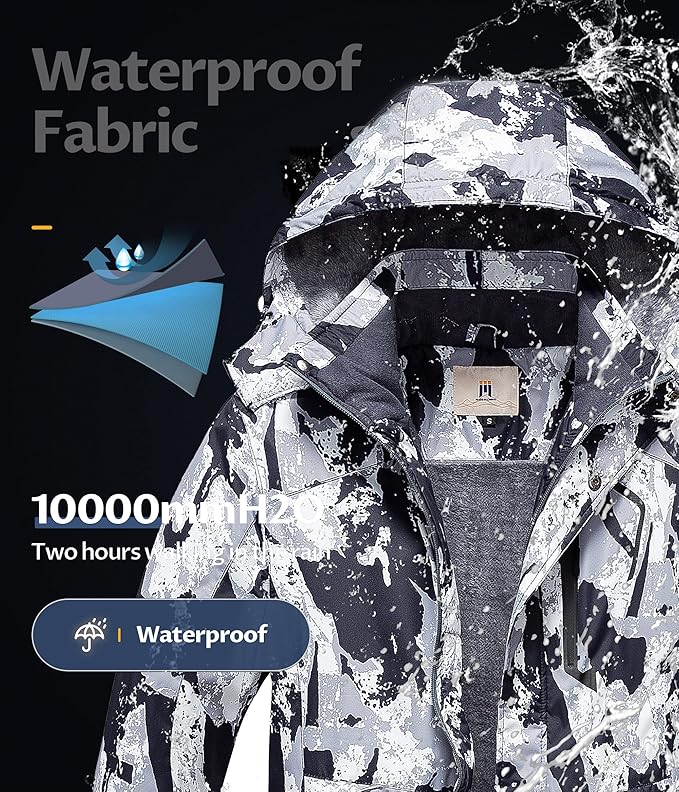 CREATMO US Men's Mountain Waterproof Ski Jacket - Windproof Snowboarding Warm Winter Coat Raincoat-StrideForce Fitness