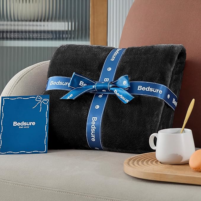 Bedsure Fleece Throw Blanket for Couch Black - Lightweight Plush Fuzzy Cozy Soft Blankets and Throws for Sofa, 50x60 inches-StrideForce Fitness