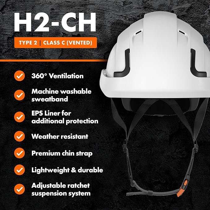 Defender Safety H2 Safety Helmet Hard Hat, Type 2 Class C and E, ANSI Z89.1 and EN 12492 Rated-StrideForce Fitness