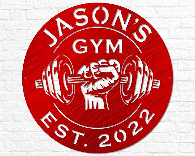Custom Metal Dumbbell Gym Name Sign, Weightlifting Workout Room Wall Art, Personalized Home Gym Sign, Custom Gym Decor, Workout Garage-StrideForce Fitness